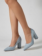 cheap Block Heel Pumps-Women's Rose Pink Suede Pumps - Elegant Pointed Toe Block Heels for Everyday Wear, Casual Outfits &amp; Stylish Street Look