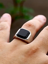 preiswerte Herrenschmuck-Herrenring im Boho-Stil aus Edelstahl mit Naturstein, Statement-Siegelring in verschiedenen Größen für den Alltag, Strandurlaub und Resort-Look