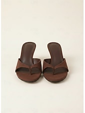 billiga Slide Sandaler-Svarta flip-flop-sandaler med kitten heel för kvinnor – minimalistiska mules med v-remmar för sommarfester, utekvällar och avslappnade, eleganta looks