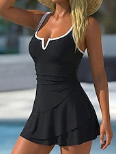 Χαμηλού Κόστους Ολόσωμα μαγιό-Γυναικεία Μαγιό Ενα κομμάτι Μαγιό Μονοκίνι Μαγιό-φόρεμα Μαγιό Έλεγχος κοιλιάς Ψηλή Μέση Λεπτό Εξώπλατο Διακοπές Ρούχα παραλίας Συμπαγές Χρώμα Σχήμα U Αμάνικο Μαγιό