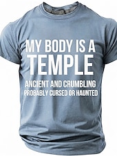 ieftine Tricouri cu umor sarcastic-Corpul meu este un templu antic, blestemat, bântuit, tricou amuzant, sarcastic, cu umor, grafic, guler rotund, mânecă scurtă, cadou de ziua de naștere pentru el, cadou de glumă, haine de designer