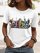  World Soccer Match 2026 Women's T Shirt Print Graphic Soccer Team Vintage Stylish Classic Short Sleeve Crew Neck Regular Tops Casual Daily White Summer Spring