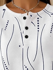  Női Gofris póló Textúrált kötött topok Póló Színes Nyomtatott Grafika Mértani Szüret Stílusos Klasszikus Rövid ujjú Terített nyak Kerek Hosszú felsők Hétköznapi Napi Medence Fehér Arcpír rózsaszín