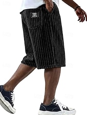  Férfi Rövidnadrágok Alkalmi rövidnadrág Corduroy Shorts Zseb Rugalmas derék Egyszerű Sima Mokaszinok Légáteresztő Térdhossz Hétköznapi Szabadtéri Vakáció Szabadság Divat Fekete Fehér Mikroelasztikus