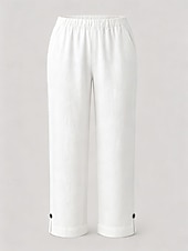 abordables Pantalon droit-Femmes Pantacourt Chino Longueur cheville Naturel Couleur Unie Avec Poches Confortable Non Elastique Décontracté Quotidien Noir Blanche Rose Claire Vert foncé Printemps Automne Coupe Ample