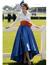 tanie Suknie wieczorowe w kształcie A-Krój A Asymetryczna Sukienka Derby Suknia wieczorowa Suknia balowa  Suknia formalna Elegancja Długi rękaw W serek Kentucky Derby Pasek / szarfa z Kokardki