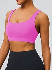 abordables Sujetadores deportivos &amp; chalecos-Mujer Camisetas sin mangas para hacer ejercicio Sujetadores de Deporte Cuchara Ropa Interior / Prenda Interior Absorción de impacto Tamaño Ajustable Ligero Inalámbrico Acolchado Color sólido Deporte