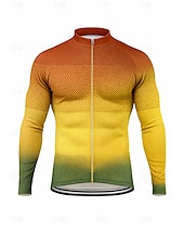 preiswerte Radtrikot Herren-Herren Oberteile Radtrikot Ombre Grafik Farbverläufe Langarm Fahhrad Trikot Oberteil mit 3 Gesäßtaschen Sonne Sonnenschutz Schnelltrocknend Reflektierende Streifen Sport Purpur Orange Grün Bekleidung
