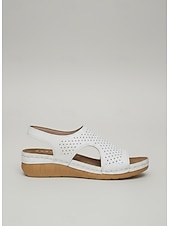 economico Sandali Comodi-sandali da donna con zeppa traforata rosa – comode scarpe estive con plateau e punta aperta e cinturino con fibbia per la spiaggia, i viaggi e l'abbigliamento casual