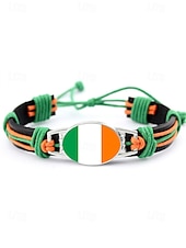 abordables Accesorios-Pulsera de hombre de piel sintética y acrílico con la bandera nacional, pulsera multinacional para aficionados al fútbol, para el día del partido, para animar en el estadio, para ropa deportiva informal y para el día a día.