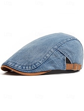 economico Cappelli da uomo-Berretto regolabile da uomo in denim e cotone, modello newsboy a cappello piatto multicolore, ideale per vacanze al mare, viaggi, guida e abbigliamento casual di tutti i giorni.
