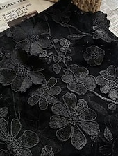 cheap Cocktail Dresses-A-Line Tea Length Lace Dress Cocktail Dresses Elegant Vintage Floral Half Sleeve Crew Neck Garden Party Wedding Pocket Satin Tulle with Embroidered Flower Appliques