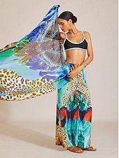 Χαμηλού Κόστους Λουλουδάτο μαγιό-jungle wild party flowy chiffon cover two way