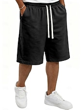 preiswerte Lässige Shorts-Herren Shorts Sommershorts Freizeitshorts Tasche Elastischer Bund Rein Einfach Komfort Atmungsaktiv Knielang Lässig Outdoor Strand Urlaub Mode Schwarz Weiß Mikroelastisch