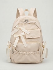 baratos Mochilas para Crianças e Adolescentes-Mochila feminina de poliéster com laço decorativo, várias cores, grande capacidade com vários bolsos, alças ajustáveis, perfeita para o ensino fundamental. &amp;volta às aulas no ensino fundamental,