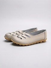 economico Ballerine da donna-Scarpe slip-on da donna gialle intrecciate con intagli, comode scarpe basse casual con suola morbida, calzature traspiranti per camminare in vacanza &amp; quotidiano