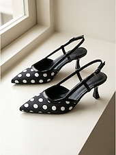 abordables 1950s Retro-Women's 1950s Polka Dot Slingback Heels – Classic Vintage Pointed-Toe High Heels, Retro Evening &amp; Formal Party Shoes for Women
