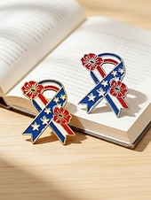 voordelige Accessoires-Damesbrocheset met legering lint en bloemmotief, gouden en zilveren patriottische reversspelden voor de viering van 250 jaar Amerika, Onafhankelijkheidsdag, feestelijke avondkleding en feestelijke