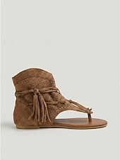 cheap Ankle Boots-Women's Brown Suede Fringe Ankle Boots – Boho Chic Festival Footwear for Outdoor Music Events
