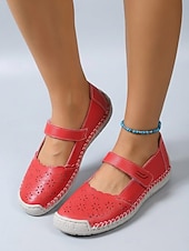 economico Ballerine da donna-Ballerine Mary Jane rosse da donna – scarpe comode e traspiranti con intagli e cinturino regolabile, scarpe leggere da passeggio ideali per i viaggi &amp;abbigliamento quotidiano
