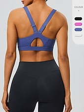 abordables Sujetadores deportivos &amp; chalecos-Mujer Camisetas sin mangas para hacer ejercicio Sujetadores de Deporte Cuchara Ropa Interior / Prenda Interior Absorción de impacto Tamaño Ajustable Ligero Inalámbrico Acolchado Color sólido Deporte