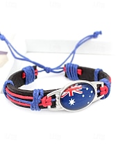 abordables Accesorios-Pulsera de hombre de piel sintética y acrílico con la bandera nacional, pulsera multinacional para aficionados al fútbol, para el día del partido, para animar en el estadio, para ropa deportiva informal y para el día a día.