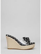 cheap Wedge Sandals-Women's Polka Dot Bow Wedge Sandals - Trendy Clear  Wedges with Espadrille-Style Sole for Luxury Resort Vacations, Hotel Poolside Lounging &amp; Summer Beach Parties