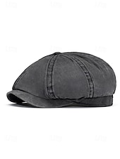 cheap Men's Hats-Men's Washed Cotton Newsboy Cap, Multi-Color Adjustable Ivy Flat Beret Hat for Travel, Vacation, Outdoor Activities and Everyday Casual Wear
