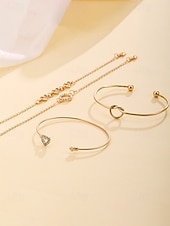 economico Bracciale da donna-Set di 4 bracciali da donna in lega, stile bohémien, impilabili, perfetti per le vacanze al mare, l'uso quotidiano e gli outfit estivi.