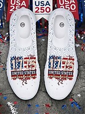  Sneakers knit slip-on per donna per il 250° Anniversario degli Stati Uniti - Scarpe da passeggio leggere e traspiranti stile casual patriottico per parate Giorno dell'Indipendenza viaggi e uso