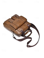 preiswerte Taschen für Herren-Messenger Bag für Herren aus Kunstleder, geräumige Aktentasche mit mehreren Fächern und verstellbarem Schultergurt, stilvolle Reisetasche für Freizeit und Beruf, geeignet für den täglichen Arbeitsweg und die Arbeit.
