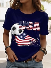 World Soccer Match 2026 Women's T Shirt Print Graphic Stylish Classic Casual Short Sleeve Crew Neck Regular Tops Casual Daily Sports Ink Blue Summer Spring