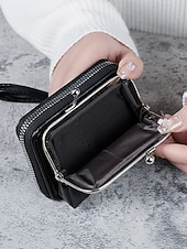 abordables Portefeuilles-Portefeuille-bracelet en similicuir pour femme, grande capacité, avec plusieurs emplacements pour cartes et porte-monnaie, disponible en plusieurs couleurs, idéal pour le shopping, les voyages, le