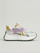 cheap Women's Sneakers-Women's Chunky Platform Sneakers - Trendy Grey, Purple &amp; Yellow Color Block Dad Shoes with Thick Sole for Daily Streetwear, Casual Walking &amp; Urban Fashion Outfits
