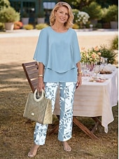  Set di 2 pezzi da donna moda streetwear pantaloni abbigliamento quotidiano maniche corte collo giro floreale grafico vacanza casual quotidiano rosa blu azzurro estate taglio largo
