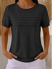 abordables Tops de Encaje-Mujer Blusa Tops de encaje Encaje Plisado Plano Elegante Moderno Sin Mangas Cuello Barco Tops regulares Casual Playa Festivos Negro Rosa Vino Beige Verano Primavera
