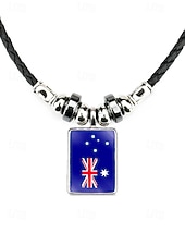 preiswerte Zubehör-Herren-Legierung &amp;Acryl-Halskette mit Anhängern in Nationalflaggen-Optik, verschiedene Ländermotive, lässiger Boho-Stil, perfekt für Fußballfans, Spieltage und Outdoor-Aktivitäten. &amp;Alltagskleidung