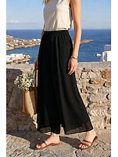 economico gamba larga e vita alta-Per donna Gamba larga Pantaloni Vacanza Streetwear Leggero Lunghezza intera Vita Alta Semplice Elastico in vita Taglio alto Comodità Traspirabilità Confortevole Elasticizzato All'aperto Vacanza