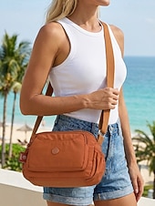 Χαμηλού Κόστους Τσάντες χιαστί-Γυναικεία αδιάβροχη τσάντα χιαστί από νάιλον, μεγάλη χωρητικότητα με πολλά διαμερίσματα, ρυθμιζόμενο ιμάντα ώμου, κομψή για υπαίθριες δραστηριότητες, διακοπές στην παραλία, πεζοπορία, καθημερινή