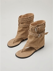 tanie Kobiety-Damskie czarne botki na średnim obcasie z japonkami – stylowe sandały ze skóry ekologicznej z paskami z potrójną klamrą na festiwale muzyczne i imprezy rave &amp;miejska odzież uliczna