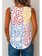ieftine Tanc grafic-Pentru femei 100% Βαμβάκι Tricou Cămașă din bumbac Topuri cu spălare vintage Simplu Epocă Modă Stilat Fără manșon Manșon scurt Stil Nautic Rotund Topuri lungi Casual Zilnic Ieșire Albastru piscin