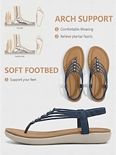 levne Pohodlné sandály-Dámské páskové sandály s polstrovanou stélkou, elastické ploché sandály s páskem na zádech, ležérní letní pohodlný styl pro ženy, chůze, dovolená, pláž, cestování &amp;denní nošení