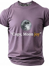 preiswerte Magliette divertenti da uomo-Men's "Copy, Moon joy" Full Moon Graphic T Shirt Short Sleeve Crew Neck Astronomy Space Lover Sarcastic Humor Quote Teal Blue Relaxed Fit Birthday Gift Designer Clothing Apparel