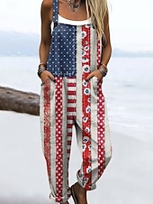  Damskie Ogólny Aktywny Graficzny Bez rękawów Bez rękawów Kwadratowy dekolt Niejednolita całość Kieszeń Codzienny Plaża Luźna Niebieski Czerwony Lato