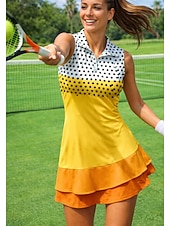 abordables Vestido de Mujer-Mujer A Lunares Vestido de tenis Vestido deportivo Vestido polo de tenis Sin Mangas Cremallera Cremallera de un cuarto Elástico Reductor del Sudor Transpirable Voleibol Tenis Golf Cuello Cuello Vuelto