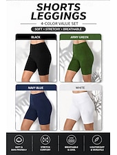 economico Leggings semplici-4 pezzi pantaloncini chino da donna leggings leggings comodi vacanza streetwear basic lunghezza al ginocchio vita alta tinta unita elastico in vita comfort traspirante elasticizzato vacanza street