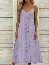  Női Midi ruha Fehér ruha hétköznapi ruha nyári ruha Eyelet ruha Divat Modern Napi Tengerpart Szabadság Normál Virágos Ujjatlan V-alakú Fekete Fehér Arcpír rózsaszín Bíbor Nyár Tavasz