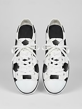  herrsneakers med fotbollstryck i canvas – snörskor med fotbollsmönster för matchdag, sportevenemang, streetwear och vardagskläder