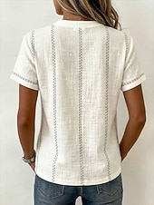 levne jednoduché tričko-Dámské Tričko Tričko Henley Tričko Top Knoflíky Proužky Módní Krátký rukáv Henley Běžné topy Ležérní Plážové léto Bílá Světlá růžová Nebeská modř Léto Jaro