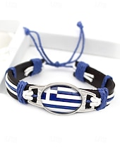 abordables Accesorios-Pulsera de hombre de piel sintética y acrílico con la bandera nacional, pulsera multinacional para aficionados al fútbol, para el día del partido, para animar en el estadio, para ropa deportiva informal y para el día a día.